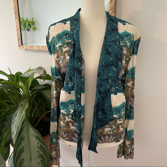 Vintage Waterfall Tropical Jungle Cardigan Jacket - Picture 2 of 9